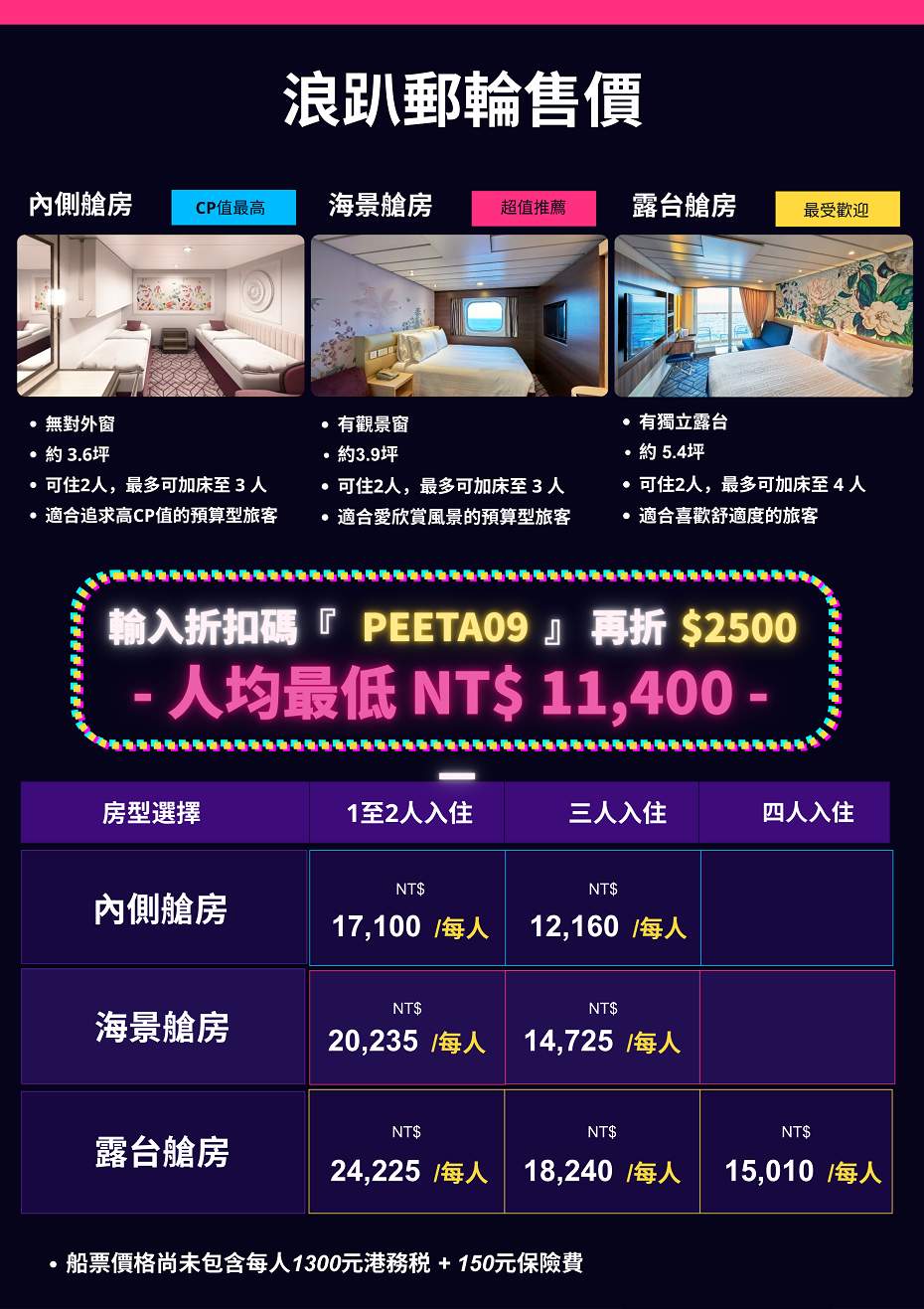STEPSEA浪趴郵輪派對_市售價格表
